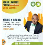 Young Lawyers' Forum Effurun Branch, 2022 Summit: Goodwill Message by Ede Asenoguan, Past Chairman of NBA Benin
