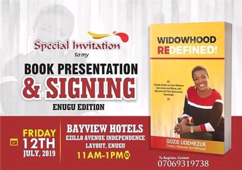 Widowhood Redefined by Gozie Udemezue, Esq | Invitation to Book Launch and Signing in Enugu