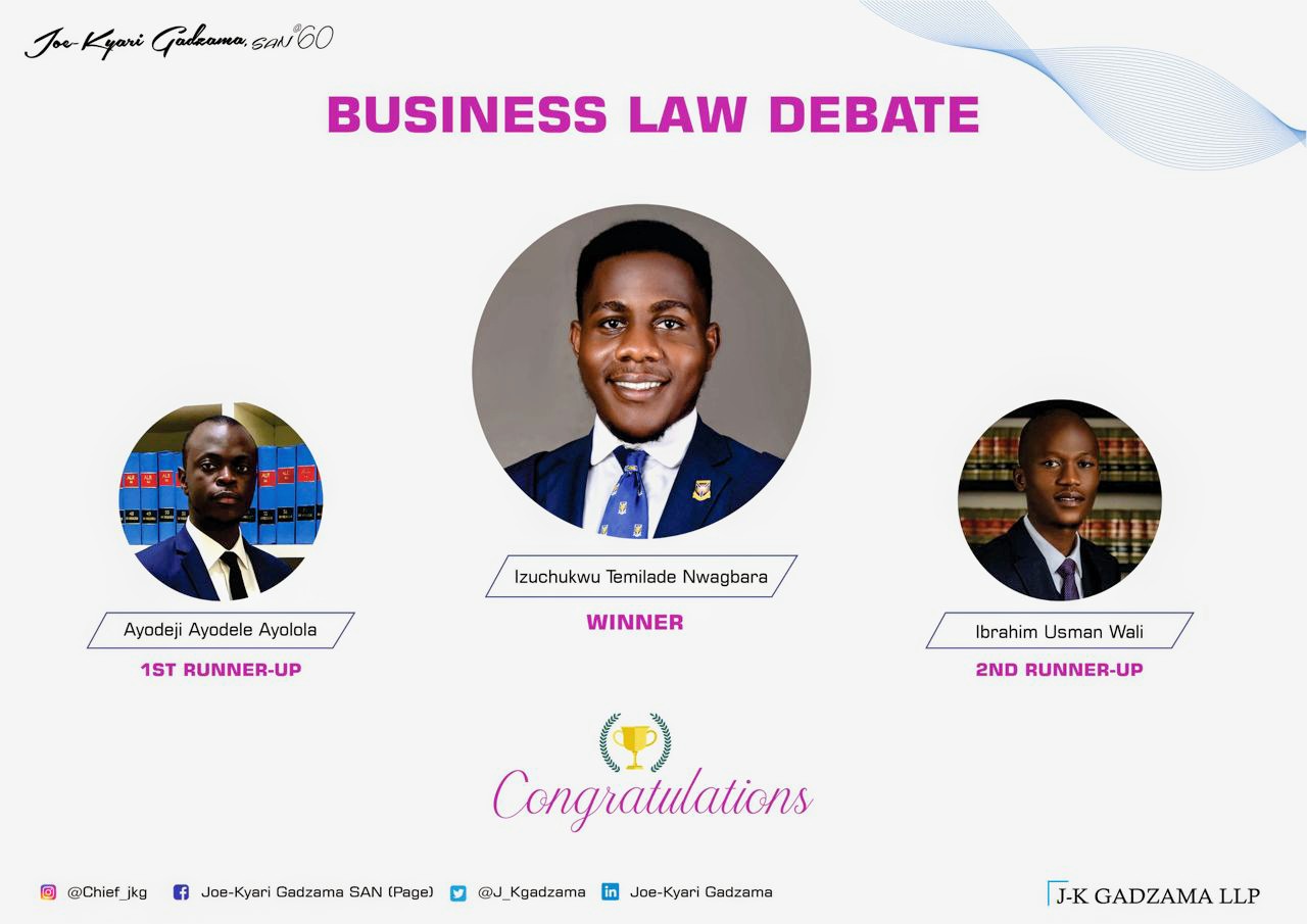 Izuchukwu Temilade Nwagbara Wins N1M at Gadzama’s Business Law Debate