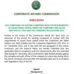CAC Notice on Late Compliance by Existing Companies with the Requirements of Issued Share Capital under CAMA and CR