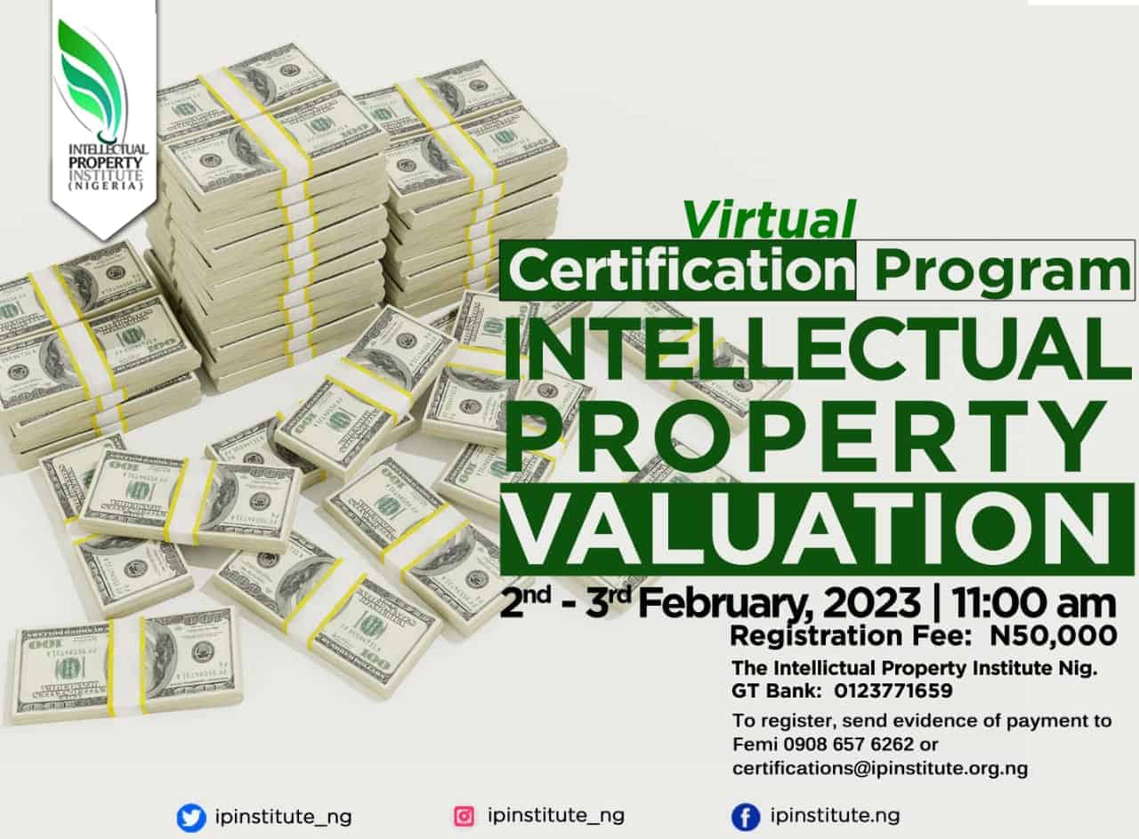 Practical IP Valuation Training to Hold 2nd-3rd February, 2023
